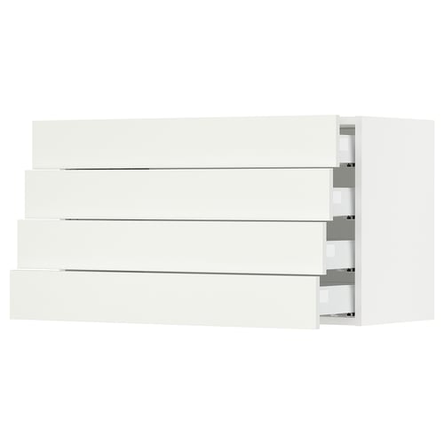 White kitchen cabinet, sleek design, three drawers, minimalist look, modern interior.