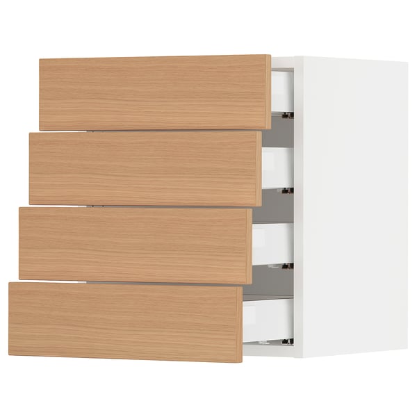 SEKTION / MAXIMERA Wall cabinet with 4 drawers, white/Vedhamn oak, 46x37x51 cm