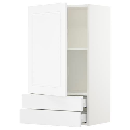 SEKTION white kitchen cabinet in modern style with soft-closing drawers and adjustable shelves.