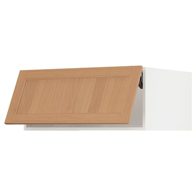 SEKTION Top cabinet for fridge/freezer, white/Vedhamn oak, 91x61x38 cm