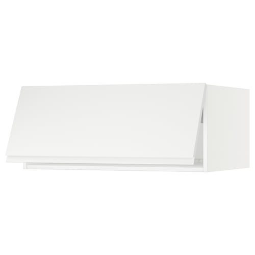 Modern white minimalist kitchen cabinet, rectangular shape.