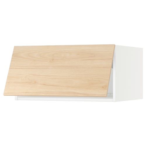 White & wood ikea SEKTION cabinet, rectangular, modern kitchen storage.