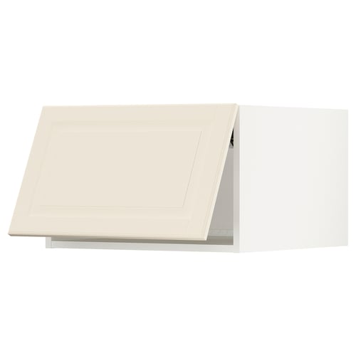 The SEKTION kitchen cabinet is off-white with a rectangular design, featuring bevelled edges and sturdy construction.