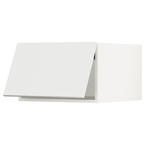 SEKTION white modern kitchen cabinet with glossy finish, angled design, 19mm thick, part of a room.