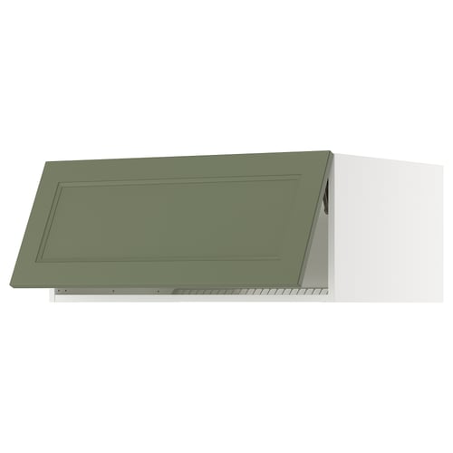 Modern green kitchen cabinet, rectangular, glossy finish, with sleek design.