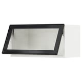 SEKTION Wall cab horizontal w glass door, white/Hejsta anthracite reeded glass, 76x37x38 cm
