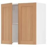 SEKTION Wall cab w built-in extractor hood, white/Vedhamn oak, 76x37x76 cm