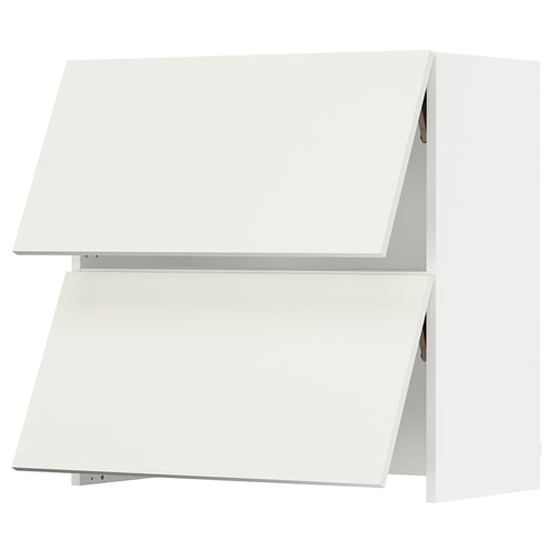 White SEKTION kitchen cabinet with angled design and slatted door.