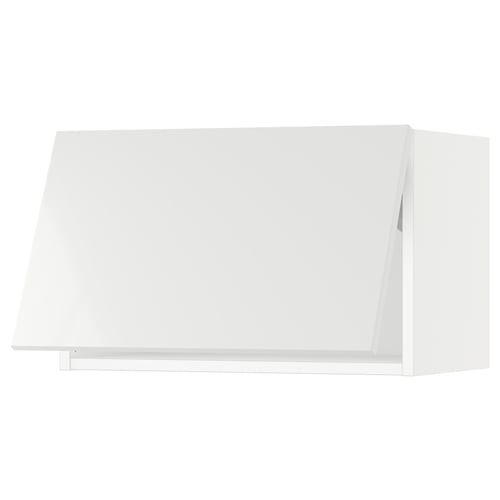 White modern kitchen cabinet, glossy finish, rectangular shape, sleek design.