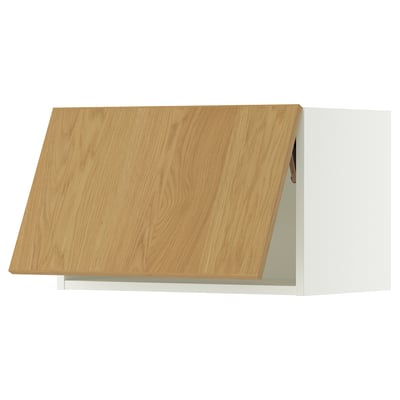 SEKTION Wall cabinet horizontal, white/Sinarp oak veneer, 61x37x38 cm