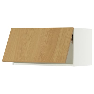 SEKTION Wall cabinet horizontal, white/Sinarp oak veneer, 76x37x38 cm