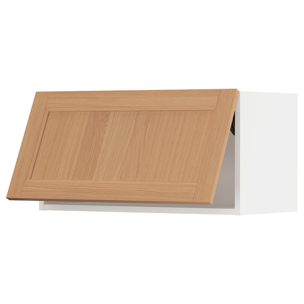 SEKTION Wall cabinet horizontal, white/Vedhamn oak, 76x37x38 cm