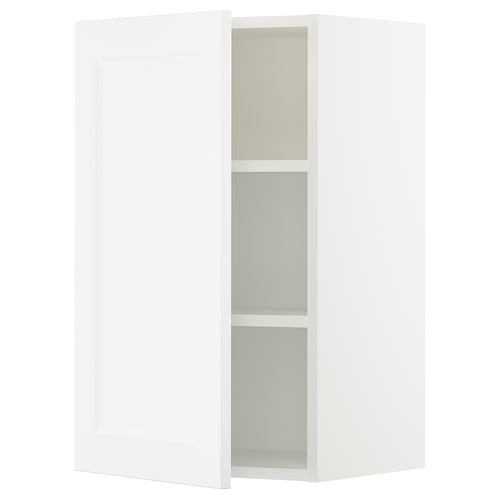 SEKTION white corner kitchen cabinet with glass door.