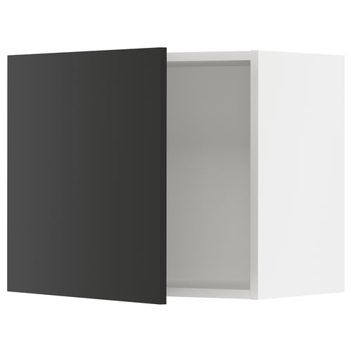 Modern black kitchen cabinet, minimalist design, with sleek matt finish.
