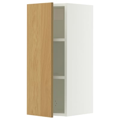 SEKTION Wall cabinet, white/Sinarp oak veneer, 31x37x76 cm