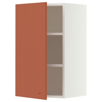 SEKTION Wall cabinet, white/Terrsjö red-brown wave pattern, 46x37x76 cm
