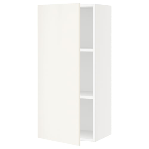 SEKTION white kitchen cabinet with smooth finish, square shape and adjustable shelves.