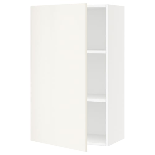 White SEKTION cabinet, rectangular, smooth finish, single door, adjustable shelves.