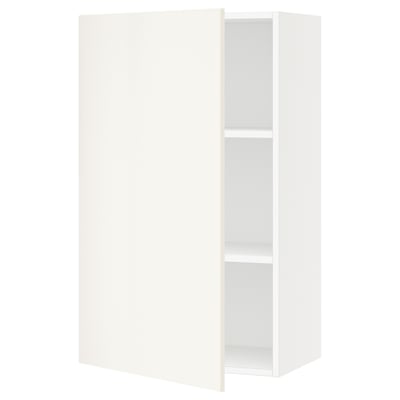 White SEKTION cabinet, rectangular, smooth finish, single door, adjustable shelves.