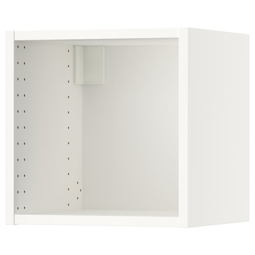 White SEKTION wall cabinet with adjustable shelf holes.