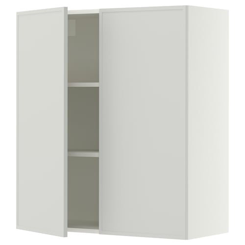 SEKTION Wall cabinet with 2 doors, white/Aspudden light grey, 91x37x102 cm