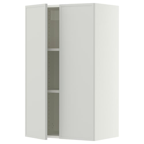 SEKTION Wall cabinet with 2 doors, white/Aspudden light grey, 61x37x102 cm