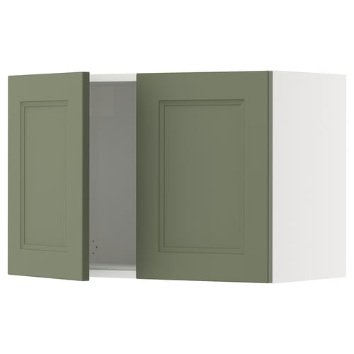 Green kitchen cabinet, SEKTION system, gray-green axstad fronts, rectangular shape, two doors, solid frame.