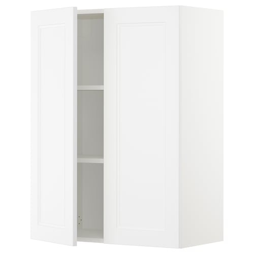 SEKTION white wall cabinet; modern design with flat panels, two adjustable shelves, and one door ajar.