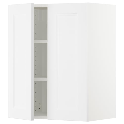 White SEKTION kitchen cabinet with multiple shelves.