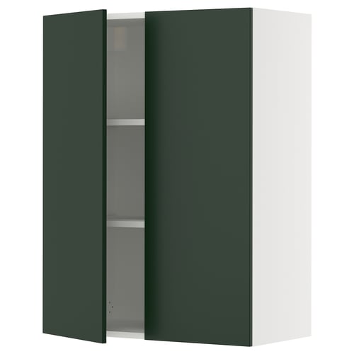 Green modern kitchen cabinet with adjustable shelves