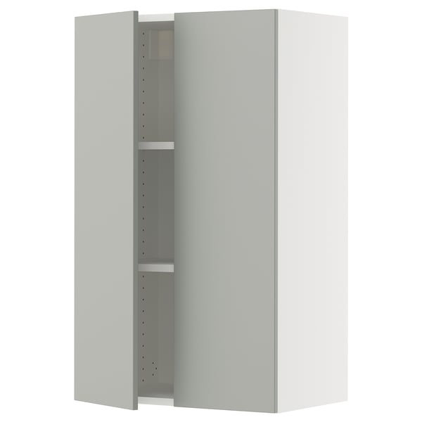 SEKTION Wall cabinet with 2 doors, white/Havstorp light grey, 61x37x102 cm