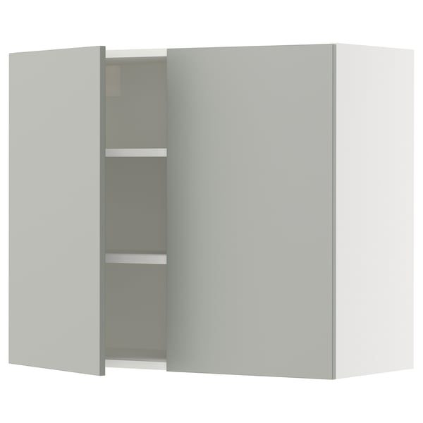 SEKTION Wall cabinet with 2 doors, white/Havstorp light grey, 91x37x76 cm