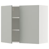 SEKTION Wall cabinet with 2 doors, white/Havstorp light grey, 91x37x76 cm