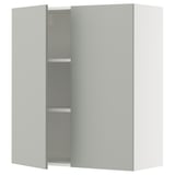 SEKTION Wall cabinet with 2 doors, white/Havstorp light grey, 91x37x102 cm