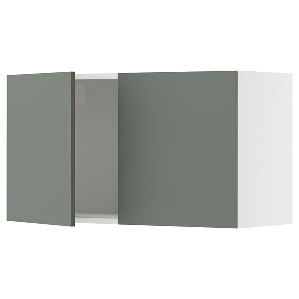 SEKTION Wall cabinet with 2 doors, white/Nickebo matt grey-green, 91x37x51 cm