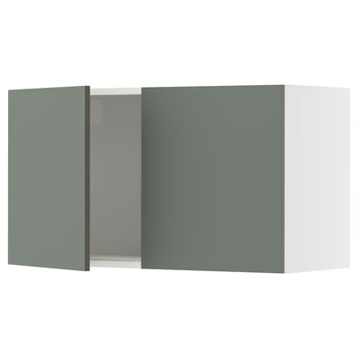 SEKTION Wall cabinet with 2 doors, white/Nickebo matt grey-green, 91x37x51 cm