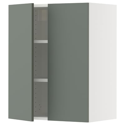 SEKTION Wall cabinet with 2 doors, white/Nickebo matt grey-green, 61x37x76 cm