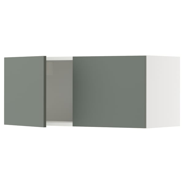 SEKTION Wall cabinet with 2 doors, white/Nickebo matt grey-green, 91x37x38 cm
