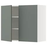 SEKTION Wall cabinet with 2 doors, white/Nickebo matt grey-green, 91x37x76 cm