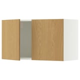 SEKTION Wall cabinet with 2 doors, white/Sinarp oak veneer, 91x37x51 cm