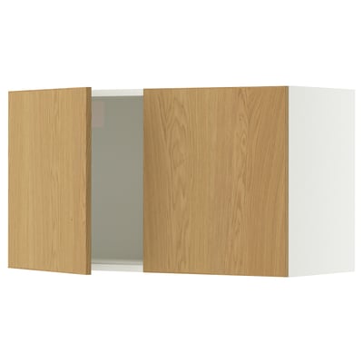 SEKTION Wall cabinet with 2 doors, white/Sinarp oak veneer, 91x37x51 cm