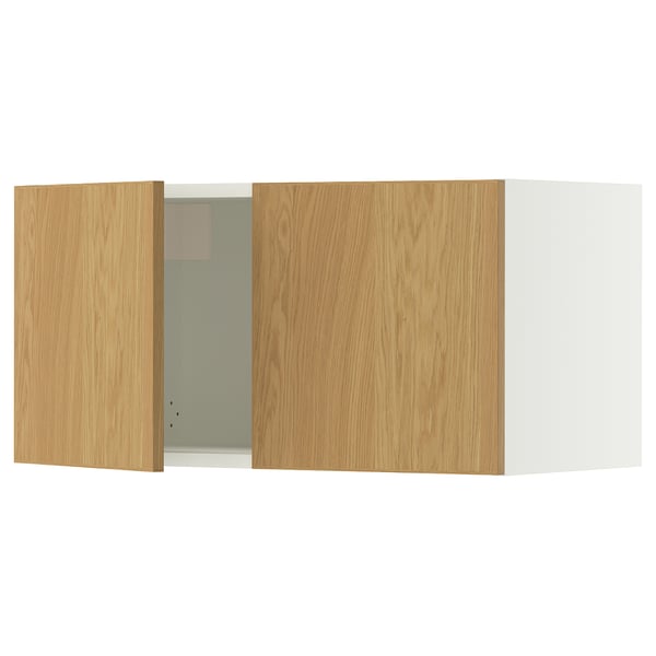 SEKTION Wall cabinet with 2 doors, white/Sinarp oak veneer, 76x37x38 cm