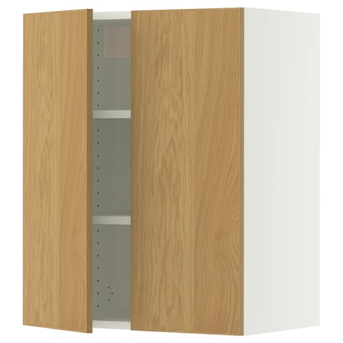 SEKTION Wall cabinet with 2 doors, white/Sinarp oak veneer, 61x37x76 cm