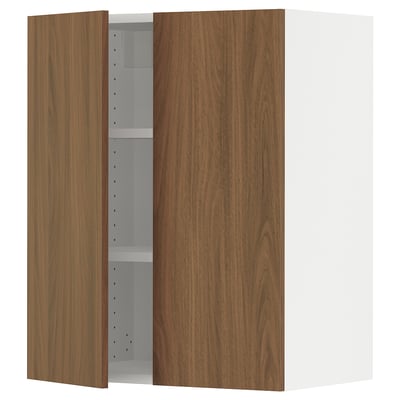 SEKTION Wall cabinet with 2 doors, white/Tistorp brown walnut effect, 61x37x76 cm