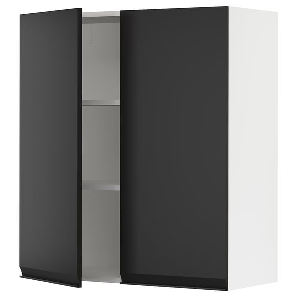 SEKTION Wall cabinet with 2 doors, white/Upplöv matt anthracite, 91x37x102 cm