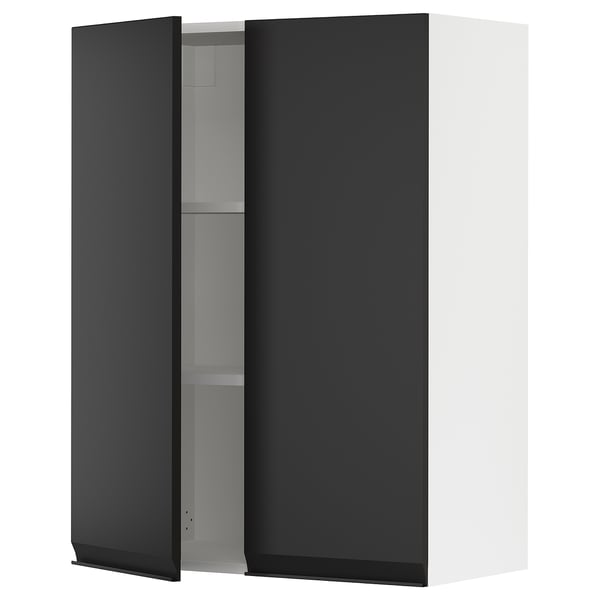 SEKTION Wall cabinet with 2 doors, white/Upplöv matt anthracite, 76x37x102 cm