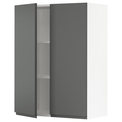 SEKTION Wall cabinet with 2 doors, white/Voxtorp dark grey, 76x37x102 cm