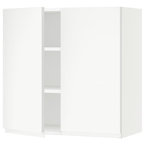 The SEKTION kitchen cabinet in white. Its a modern, minimalist unit with a sleek design and adjustable shelves.
