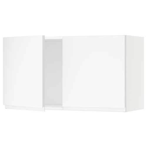 White modern minimalist SEKTION kitchen cabinet with sleek, smooth surface, square shape, and clean design.