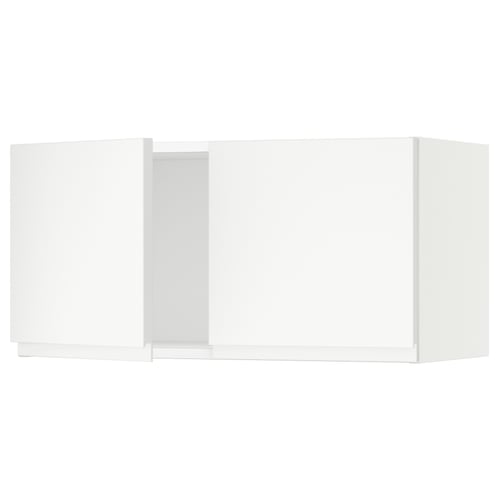 SEKTION white kitchen cabinet, minimalist, matte finish, square shape, with integrated handle.